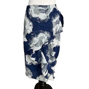 3.1 PHILLIP LIM 100% silk blue and gray ruffle skirt 2 rare vintage Y2K